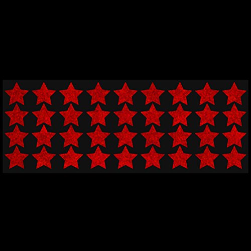 LiteMark Reflective Red 1 Inch Stars Sticker Decals for Helmets, Bicycles, Strollers, Wheelchairs and More - Pack of 36 - color: Red