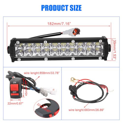 Dirt Bike Light Bar Headlight Motorcycle LED ATV Light ON/OFF Switch 60W Kit for CRF110 KLX110 TTR110 YZ250F Motocross Light ATV Headlight Assembly Part for Most 7/8" Handlebars with Mounting Brackets - color: ON/OFF Switch