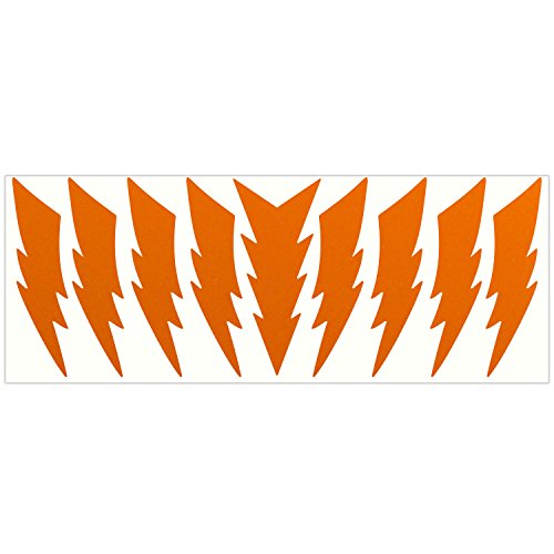 LiteMark Reflective Lightning Bolt Sticker, Bike, Helmet, Orange, 4 Inch - Pack of 9 Pcs - color: Orange