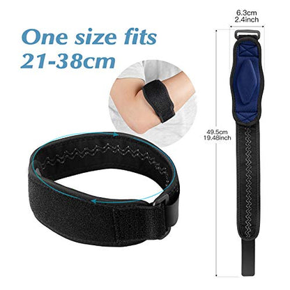 AGPTEK Elbow Brace for Tendonitis and Tennis Elbow 2 Pack, Tennis Golfers Elbow Support Arm Band Pain Relief Elbow Wrap Weightlifting Elbow Strap with Compression Pad for Men & Women - color: Navy Blue