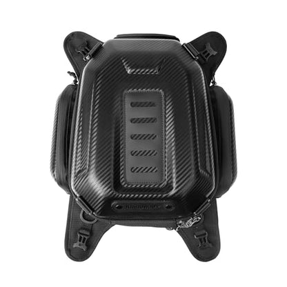 Rhinowalk Motorcycle Tank Bag Waterproof Backpack Hard-shell Expandable Rhinowalk Motorcycle Bags 15-18L Carbon Fiber Black - color: Fiber Black