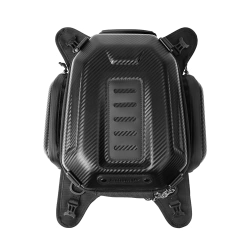 Rhinowalk Motorcycle Tank Bag Waterproof Backpack Hard-shell Expandable Rhinowalk Motorcycle Bags 15-18L Carbon Fiber Black - color: Fiber Black