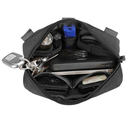 FRTKK Tactical Molle Admin Pouch Utility Laser Cut EDC Tool Pouch Bag Horizontal Modular Pouches Include US Flag Patch and Keychain - color: ACU