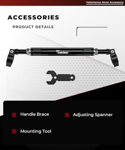 KAEDEAR Adjustable Handlebar Brace Bar, Aluminum, Motorcycle Multi-Bar, for Phone Holders and Accessories, 0.86 inches (22 mm) Handlebar Compatibility, Adjustable Center Brace KDR-HB2