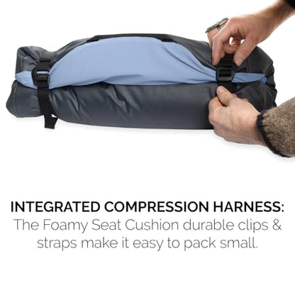 HEST Foamy Seat Cushion - Designed for Camping, Airplane Flights, Car Seats, and Office Chairs - Premium Comfort and Support on Any Surface - Temperature Resilient Foam - Waterproof Bottom