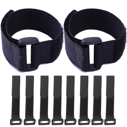 Fastening Hook and Loop Cable Straps,10Pack Black Self-Adhesive Cable Ties,Nylon Securing Straps with Buckles,Adjustable and Reusable Cinch Straps for Cords Organized and Tidy(1" x 16") - size: 1" x 16"