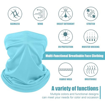 Geyoga 6 Pieces Summer UV Protection Cooling Neck Gaiter Face Clothing Neck Gaiter Mask Scarf Sunscreen Breathable Bandana - color: Blue