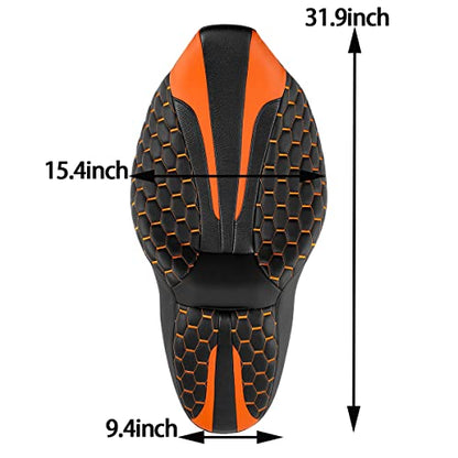 Motorcycle Seat SLMOTO Driver Rider Passenger Seat Fit For Harley Touring Road King CVO Road Street Electra Glide Ultra Classic 2009-2023; Road King Special FLHRXS 2017-2023 - color: Orange