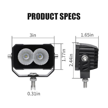 3 Inch Small light Pods 40W Side Mount Lights for Truck Motorcycle Bike Car Fog Lights Backup Lights for Truck Trailer, 12/24V, Flood Beam - size: Flood Beam