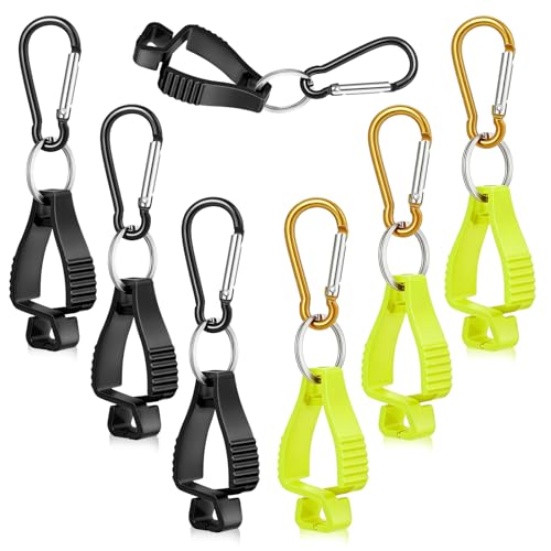 Jetec 6 Pcs Glove Clips for Work Glove Holder Grabber Safety Clips for Construction Work Accessories Helmets Hanger Clamp - color: Black, Yellow