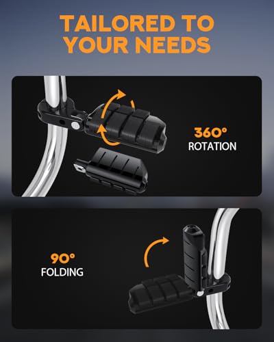 PBYMT Highway Pegs, P-Clamp A3 Steel Highway Footpegs Footrest Fit For 1.25''(32mm) Crash Bars Compatible with Harley Davidson Touring Black - color: Black