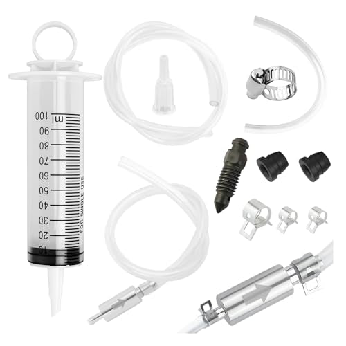 Motorcycle Brake Bleeder Kit,Practical Brake Bleeding Tool with Brakes Bleeder Hose/100ml Syringe/Brakes Bleeders One Way Valve,Essential Hydraulic Disc Clutch Bleeders Kit