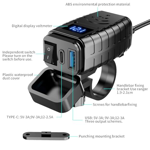 Motorcycle USB Fast Charger Universal Phone Charging Adapter for Motorcycle Handlebar Power Supply - color: Red