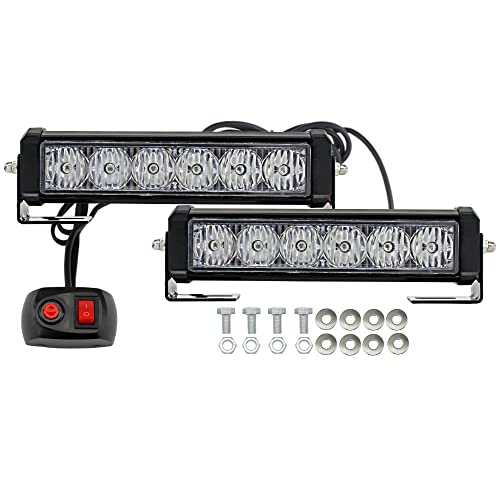 STDYSUN LED Emergency Strobe Lights Bar 2Pcs Red Yellow Double Color Warning Police Grille Lights Bar Surface Mount Fit for Motorcycle POV Utility Vehicle Construction Vehicle and Tow Truck Van - color: Red Change Amber