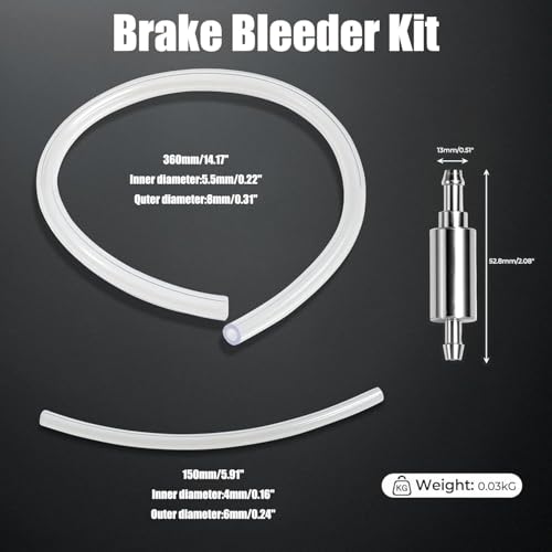 2Set Brake Bleeder Kit,Hose with One-Way Check Valve – Universal Brake Fluid Bleeding Kit for Car Motorcycle Clutch System,Anti-Backflow Soft Tube with Screw Caps & Spring Clamps Gifts for Men