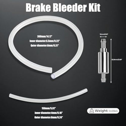 2Set Brake Bleeder Kit,Hose with One-Way Check Valve – Universal Brake Fluid Bleeding Kit for Car Motorcycle Clutch System,Anti-Backflow Soft Tube with Screw Caps & Spring Clamps Gifts for Men