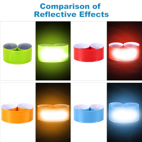 PATIKIL Reflective Slap Bands, Reflector Band Snap Bracelet Armbands High Visibility Safety Reflectors Wrist Strap Strips for Night Jogging Cycling Running - color: Pink