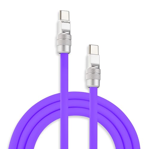 chubbycable Chubby 2.0 USB C 240W Fast Charging Cable Silicone Soft Durable USB C Cable Extra Thick Charger Cord Compatible with iPhone 17-15 Series iPad, Violet, Type-C to Type-C, 9.8FT - color: Violet, size: 9.8ft (3m), style: Type C-Type C