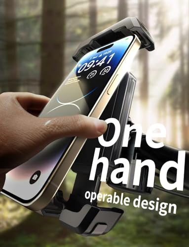 Bike Phone Holder Mount, [Super Easy Install]Motorcycle Phone Mount Clip, [1S Quick Lock]Bicycle Scooter Ebike Handlebar Holder Clamp fit Large Phone Case, Phone Mount for 4.7''-7'' Cell Phones - color: Easy install