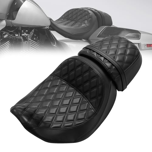 C.C. RIDER Low-Profile Rider&Passenger Seat Fit for Harley Touring 2023-2025 CVO Street Glide FLHXSE CVO Road Glide FLTRXSE 2024-2025 Street Glide FLHX Road Glide FLTRX FLTRXSTSE - size: 11# Black