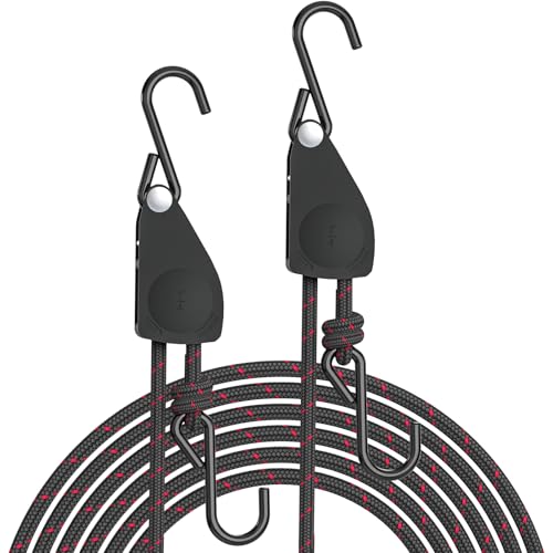 Kayak Tie Down Straps Ratchet, Kayak Straps for Secure Canoe to Roof Racks, Hiking Camping, Boating & Water Activities, Heavy Duty Ratchet Pulley Rope Hanger Kayak Accessories 2-Pack 1/4" 12FT - size: 2-Pack 1/4"