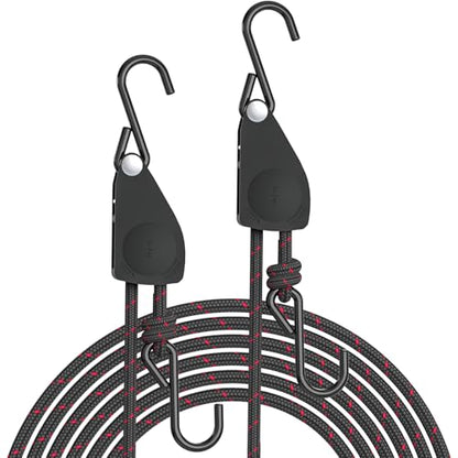Kayak Tie Down Straps Ratchet, Kayak Straps for Secure Canoe to Roof Racks, Hiking Camping, Boating & Water Activities, Heavy Duty Ratchet Pulley Rope Hanger Kayak Accessories 2-Pack 1/4" 12FT - size: 2-Pack 1/4"