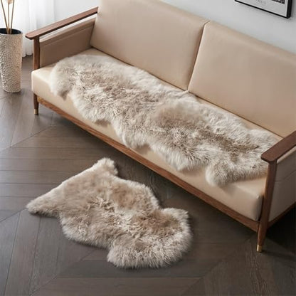 Real Genuine Sheepskin Rug Natural Fur Rug Sheep Skin Rugs Full Sheepskin Rugs Authentic Sheep Skin Throw Lambskin Seat Covers for Chairs Wool Seat Pad Cushion (2.3X3.28 ft) - color: 5