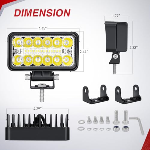Nilight LED Light Pods 2PCS 4.5 Inch 39W Upgraded Spot Flood Combo Beam Driving Fog Work Backup Bumper Roof Lighting for Offroad Pickup Truck ATV UTV SUV 4x4 Van Camper Boat - color: 2Pcs 26Led Combo Lights