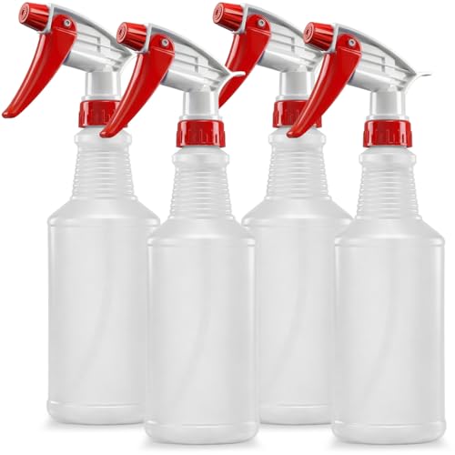 Bar5F Plastic Spray Bottles 2 Pack, 16 Oz, All-Purpose, Empty for Chemical and Cleaning Solutions, Adjustable Head Sprayer Fine to Stream (Pack of 4 (Red)) - size: Pack of 4 (Red)