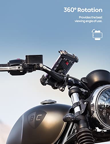 Lamicall Bike Phone Holder, Motorcycle Mount - Motorcycle Phone Holder, Handlebar Cell Phone Clamp, E-Bike Scooter Phone Clip for iPhone 17 Air Pro Max, 16 15 Plus, S20, 4.7 to 6.8" Smartphones - color: Black
