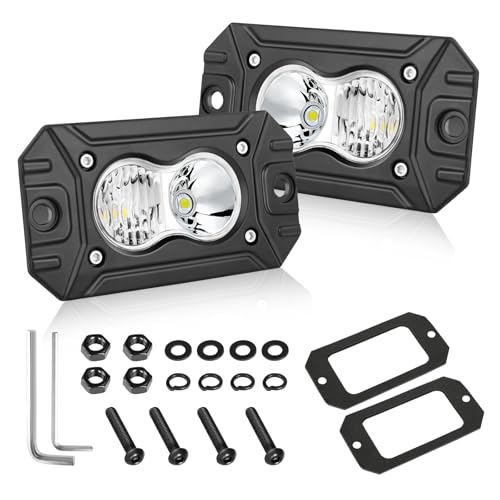 Flush Mount LED Pods, AKD Part CREE LED Flush Bumper Lights 40W Spot Flood Combo Offroad Driving Light Backup Reverse Lights Flush Mount LED Fog Light Pods for Trucks Pickup SUV UTV ATV - color: White Flush
