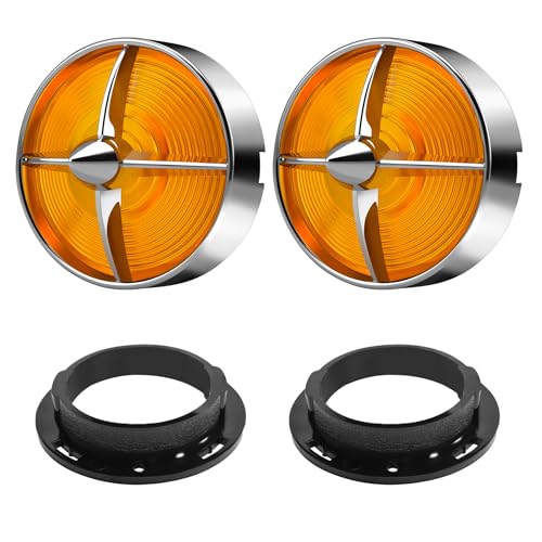 3 1/4" Motorcycle Turn Signal Lens Covers 2 Pack, Custom Amber Front Rear Lamp Lenses Retro Tail Light Caps Universal for Harley Road King Electra Street Glide Heritage Softail Accessories - color: 3 1/4" round Amber lens Covers