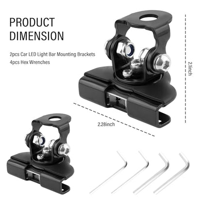 2PCS Car LED Light Bar Mounting Brackets with Hex Wrenches,Adjustable Car Accessories Hood Mount Light Brackets,Universal Car LED Grill Lights Bar Brackets for Car Truck SUV (Black) - color: Black