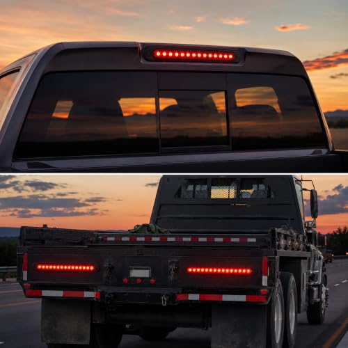 15 LED Trailer Brake Tail Light, LED Bar Stop Turn Tail Lights Waterproof Assembly Third 3rd Brake Strip Red Light for Marine Boats Golf Cart Offroad Truck RV UTV ATV - color: Red Lens