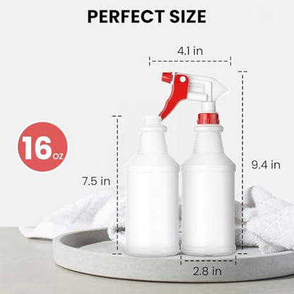 LiBa Spray Bottles (4 Pack,16 Oz), Refillable Empty Spray Bottles for Cleaning Solutions, Hair Spray, Watering Plants, Superior Flex Nozzles, Mist Sprayer, Bleach/Vinegar/Rubbing Alcohol Safe