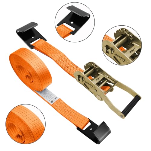 4Pack 2in 30ft Ratchet Strap Flat Hook Heavy Duty Flatbed Straps for Trailer Tie Down Straps Box Truck Accessories Cargo Loading 10000lbs Breaking Load - color: Orange