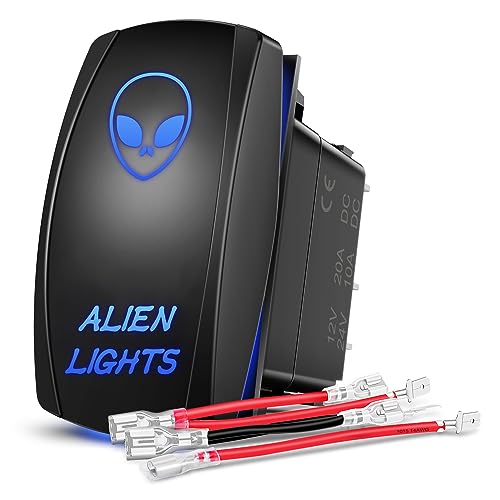 Nilight Alien Lights Rocker Switch Led Light Bar 5 Pin Laser On Off SPST switches 20A/12V 10A/24V Switches Blue with Jumper Wires Set for Cars Trucks Boats ATVs UTVs RVs - size: ALIEN LIGHTS