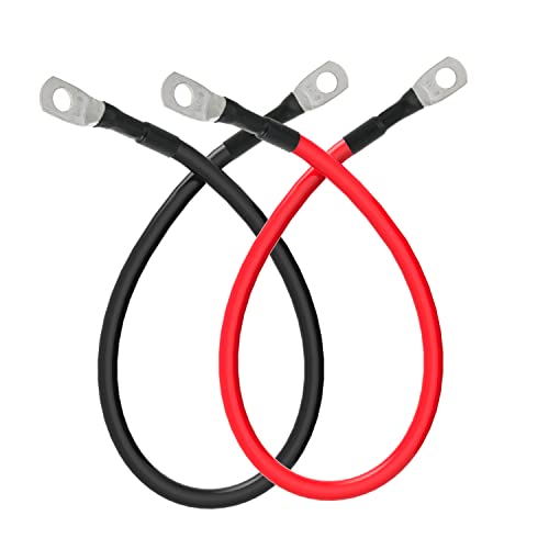 6 AWG Battery Cables 6 Gauge Battery Power Inverter Cable with 5/16 Inch Tinned Copper Lugs Both Ends for Solar Marine Boat RV Car Motorcycle 2 pcs (9 in) - size: 9 in