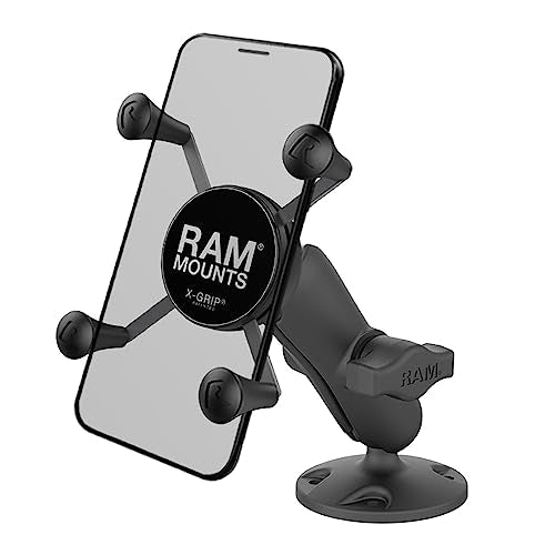 RAM MOUNTS X-Grip Drill-Down Phone Mount – Flat Surface Mount with Medium Arm (RAP-B-138-UN7U)