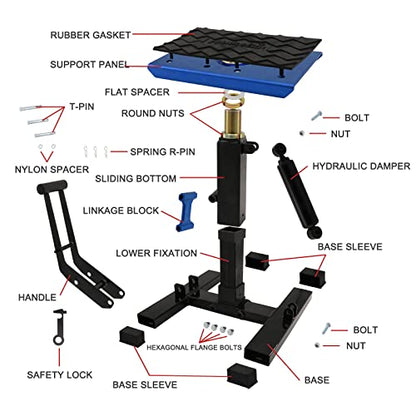 POLARBEAR Dirt Bike Stand Motorcycle Hoist Lift Stand Center Jack Adjustable Heavy Duty 1200Lbs Capacity Repair Lifting Jack Stand Table Rack(Blue) - color: Blue