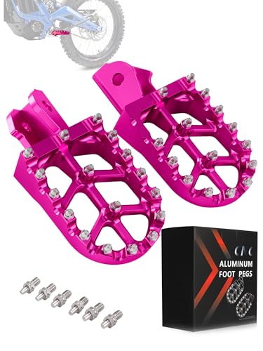 JFG RACING Dirt Bike Foot Pegs,7075 Aluminum CNC Pedals Rests for Surron Light Bee X and S/E Ride Pro S SS SR/CRF150F CRF230F 03-19/CRF250F 19-24/XR150L 15-24/KDX200 83-94-Pink - color: pink