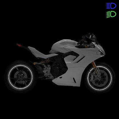 SlickMod - 17" Rim Size Motorcycle Reflective Wheel Stripes Kit - 2 Wheels/Rims Coverage Premium Stickers Pack - High Visibility (2. White) - color: 2. White