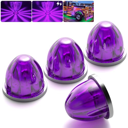 BJZ 4Pcs Purple Watermelon LED Strobe+Constant Marker Lights Dual Function Watermelon-Shaped Side Marker Clearance Tail Top Cap Roof Lights for Trailer Truck Semi-Trailer Heavy-Duty Truck Bus Van - color: Purple, size: 4 Pack