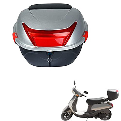 Daily Tail Box Motorcycle Trunk Luggage Top Box for Scooter/Motorcycle/Moped Back Top Case ABS Hard Shell 28L(Silver) - color: Silver