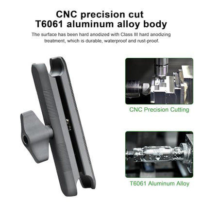 FANAUE Aluminum 17mm Ball Head Double Socket Arm Only Supports Connects of 0.67" Ball Head Adapter Compatible with RAM Mount 17mm Ball and Bike Motorcycle Phone Holder, Middle Arm Length is 3.7 Inch.