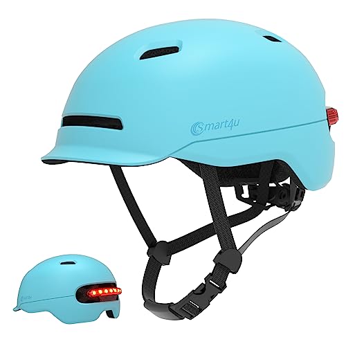 Smart4u SH50U Smart Bike Helmet with Light, Bicycle Helmet with Rear Light | Brake Warning Light | Fall Detection, CPSC Certified, Bike Helmet for Adults Men Women, Bicycle Helmet for Urban Commuter - color: Blue without Fall Detection, size: Medium (21.2