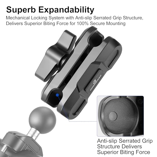 1 Inch Double Socket Arm, Aluminum Alloy Dual Ball Adapter Mount for 25mm Ball Head, Motorcycle Car Phone Action Camera Mount Extension Link