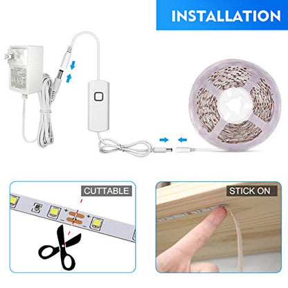 MYPLUS Under Cabinet Lighting Kit, 65.6Ft Dimmable Led Strip Lights with 1200 LEDs,24V, Low Power Safety Adapter, Flexible Tape Light for Kitchen Cabinet,Bedroom,Counter,Shelf (Warm White-3000k) - color: Warm White/3000K, size: 65.6FT/20M