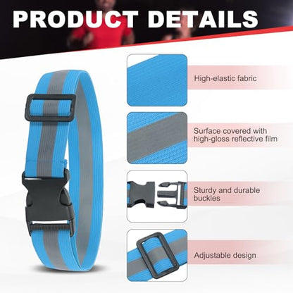 Reflective Safety Belt, Adjustable High Visibility Glow Belt Outdoor Running Gear Accessories - color: Light Blue