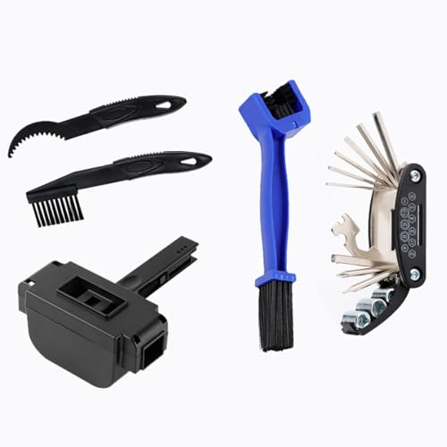 Nohumem] 5-in-1 Bike Chain Cleaner & Emergency Repair Tool Kit - Professional Bicycle Chain Scrubber, Gear Brushes, & 16-in-1 Multi-Tool - Complete Maintenance Set for Road, MTB, & E-Bikes (black) - color: black